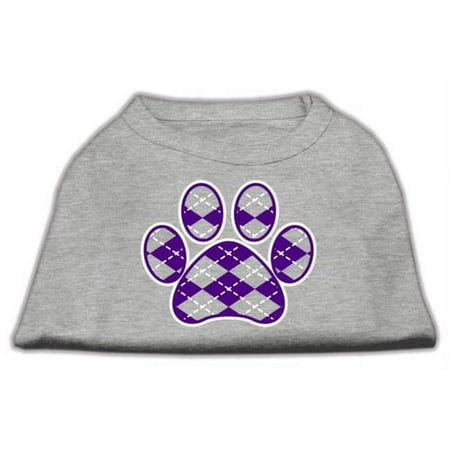 Argyle Paw Purple Screen Print Shirt Grey XL - 16