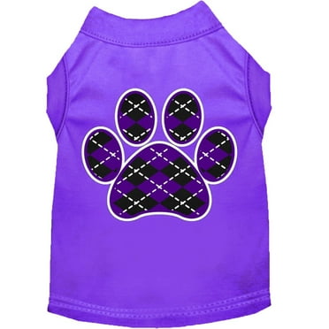 Pet Dog  Cat Shirt Screen Printed, "Argyle Paw Purple"