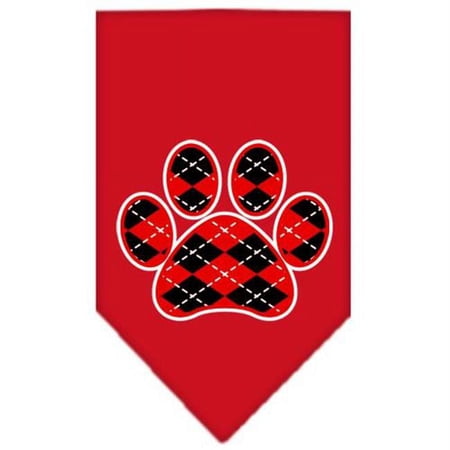 Argyle Paw Red Screen Print Bandana Red Large
