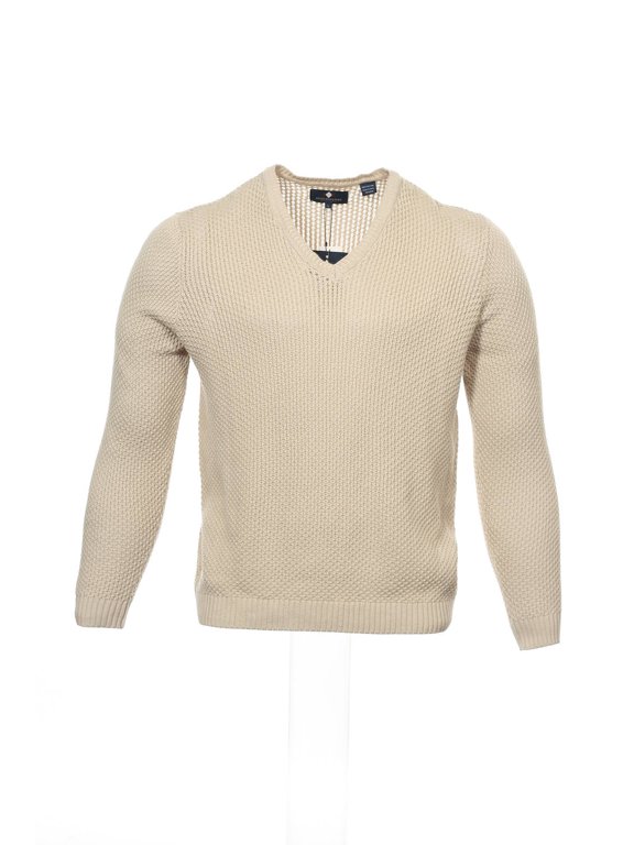 Argyleculture by Russell Simmons Beige Gradient V-Neck Sweater , Size XLarge