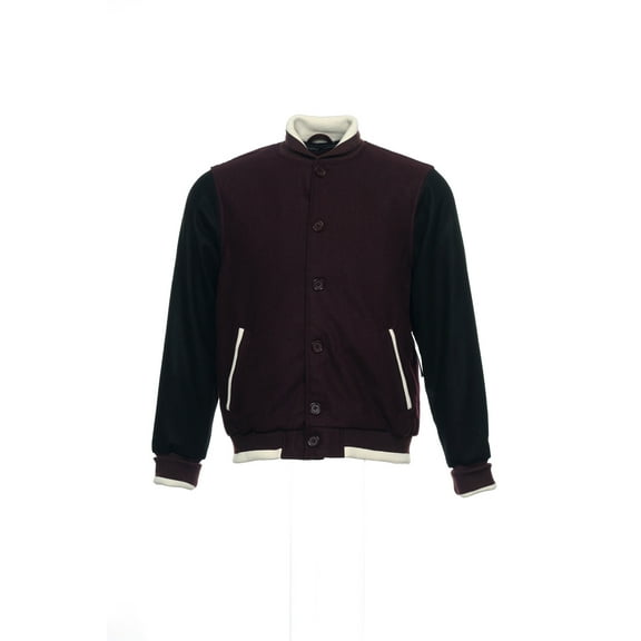 Argyleculture by Russell Simmons Burgundy Color Block Letterman Jacket Varsity , Size Medium