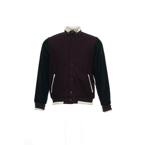 Argyleculture by Russell Simmons Burgundy Color Block Letterman Jacket Varsity , Size Medium