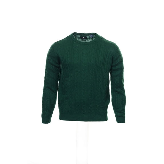Argyleculture by Russell Simmons Green Cable Knit Crew Neck Sweater , Size Large