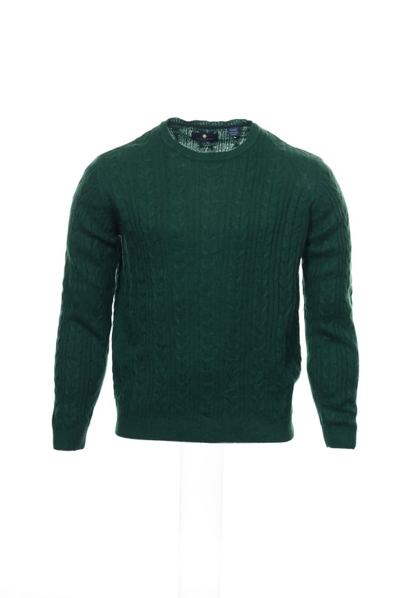 Argyleculture by Russell Simmons Green Cable Knit Crew Neck Sweater , Size Large