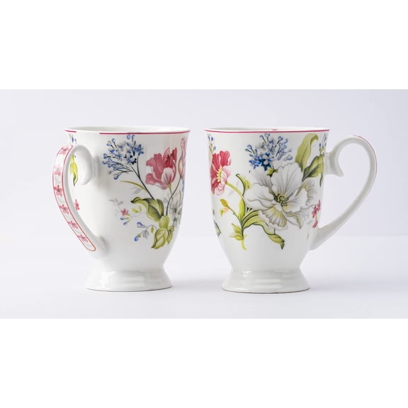 Arhsimvijar 300 Ml Coffee/Tea Mugs, Set of 2 Microwave Safe White & Pink