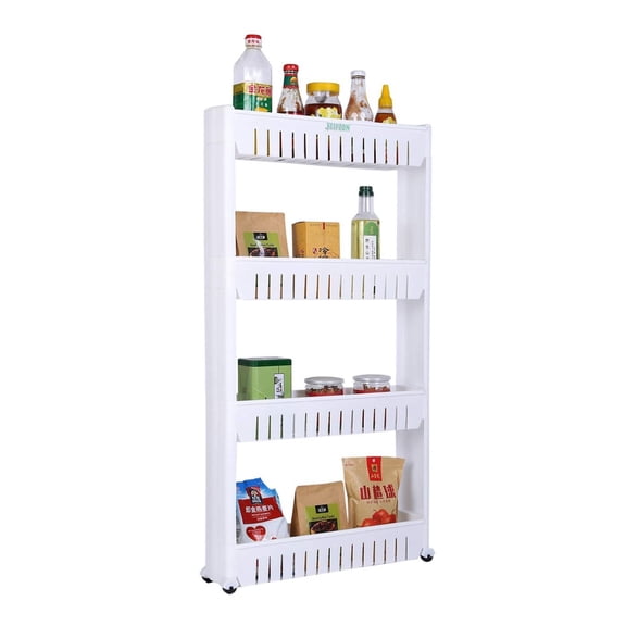 Arhsimvijar 4 Layer Plastic Storage Rack with Wheels for Kitchen, Bathroom