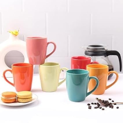 Arhsimvijar Ceramic Coffee Mug Set of 6 (280ml) Tea Cups Stackable