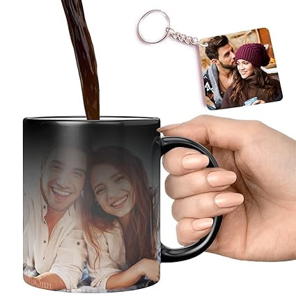 Arhsimvijar Personalized Black Magic Mug With 1 Keychain And Photo Mug
