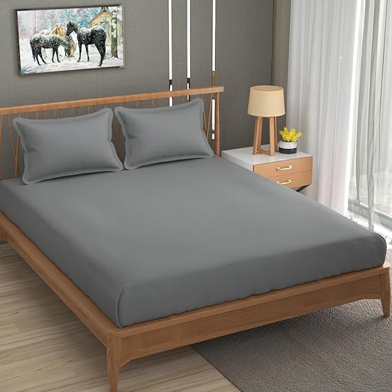 Arhsimvijar Plain King Size Bedsheet With 2 Pillow Cover 90 X 95 Inch Grey