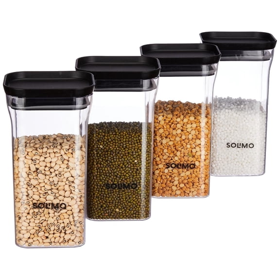 Arhsimvijar Plastic Storage Jar and Container 1100 Ml Each, Set 4, Black