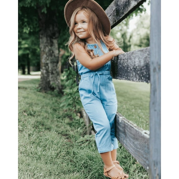 Ari Button Front Denim Jumpsuit - Light Wash