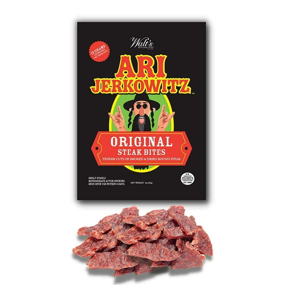 Ari Jerkowitz Original Steak Bites Tender Cuts of Smoked & Dried Round Steak Beef Jerky 3 oz Bag
