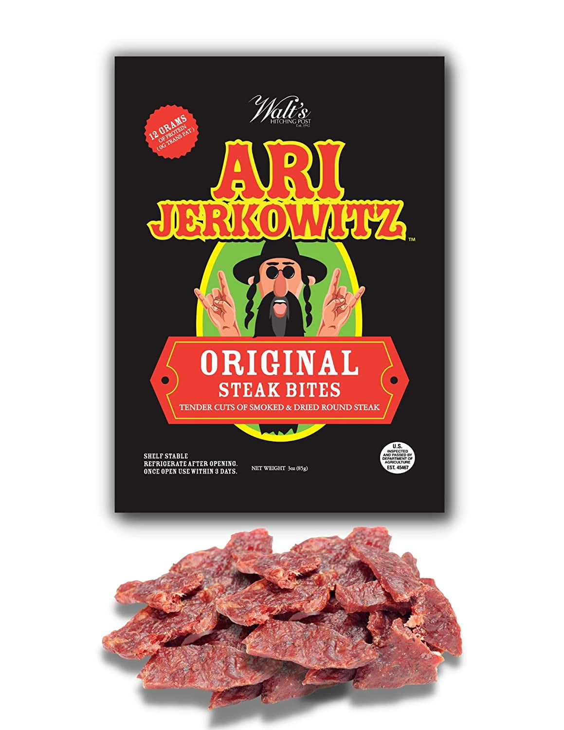 Ari Jerkowitz Original Steak Bites Tender Cuts of Smoked & Dried Round