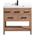thumbnail image 1 of Ari Kitchen & Bath Betty 36" Solid Wood Bathroom Vanity, Weathered Brown, Quartz Countertop, 1 of 9