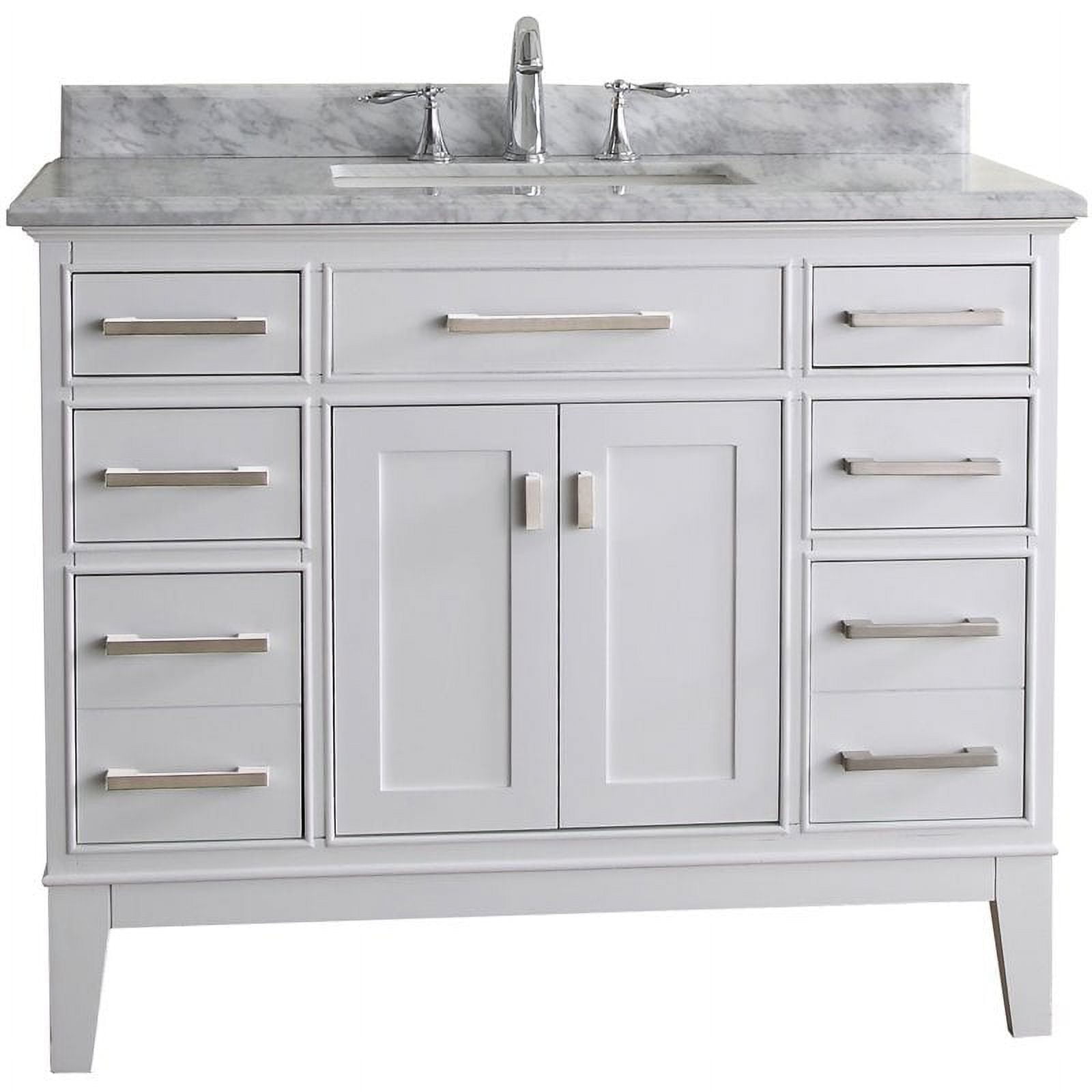 Danny 42" White Solid Wood Bathroom Vanity with Marble Top