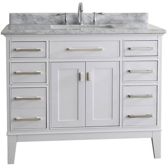Ari Kitchen & Bath Danny 42" Solid Wood Bathroom Vanity in White
