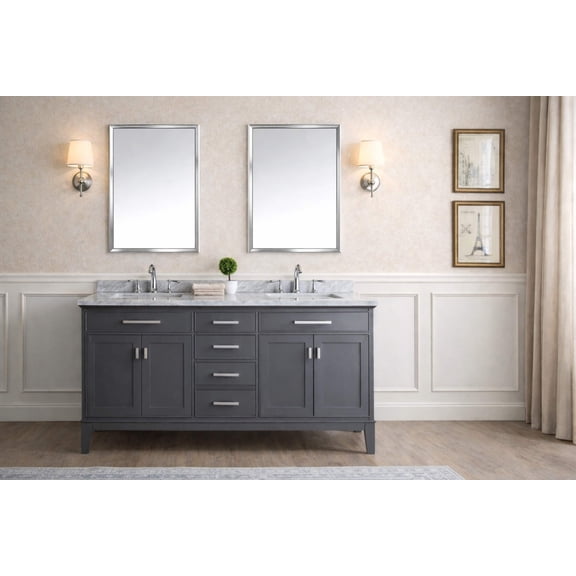 Ari Kitchen & Bath Danny 72" Solid Wood Bathroom Vanity in Maple Gray