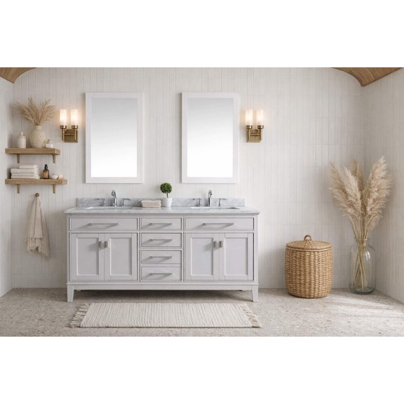Ari Kitchen & Bath Danny 72" Solid Wood Bathroom Vanity in White