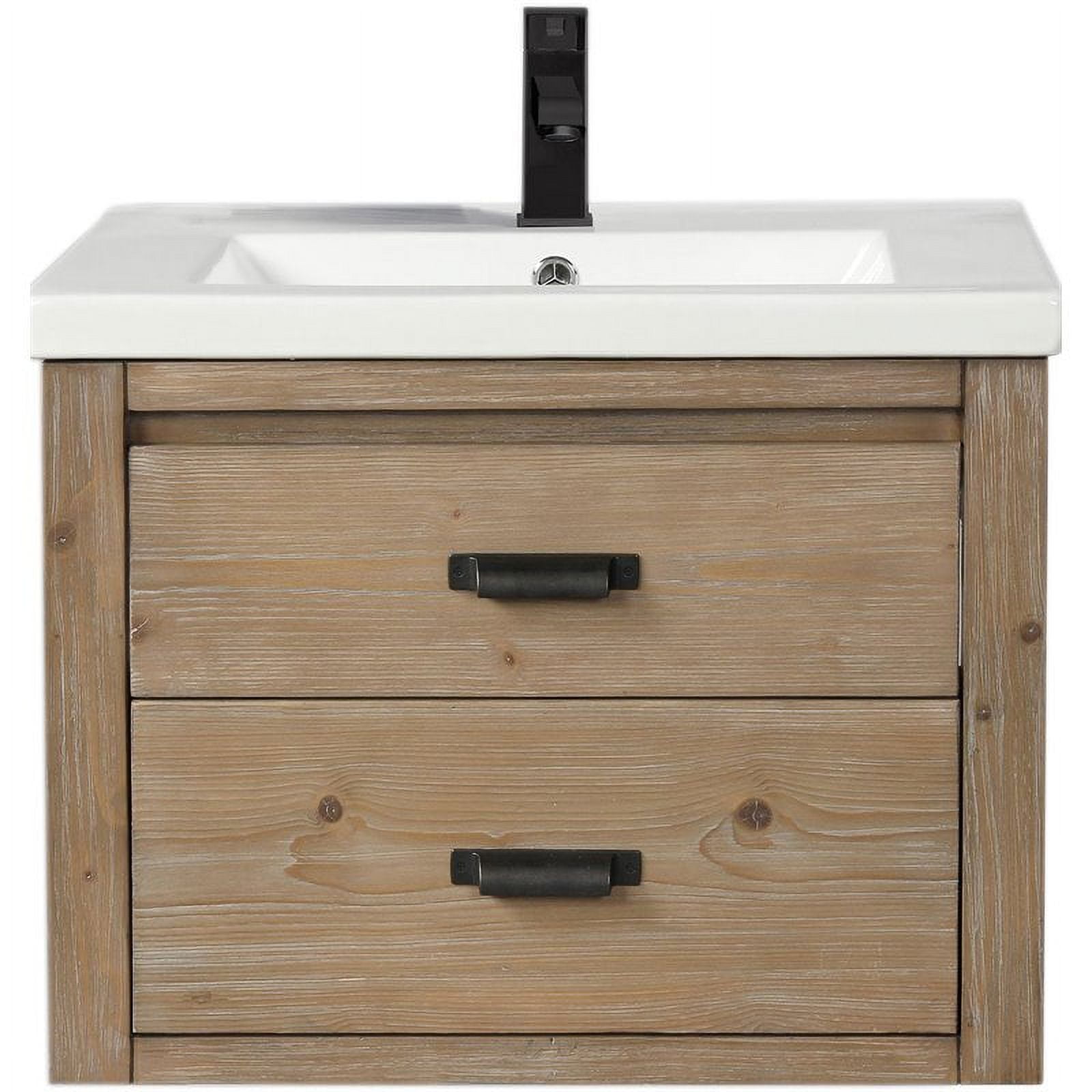 Kane 24" Weathered Fir Floating Bathroom Vanity with Ceramic Sink