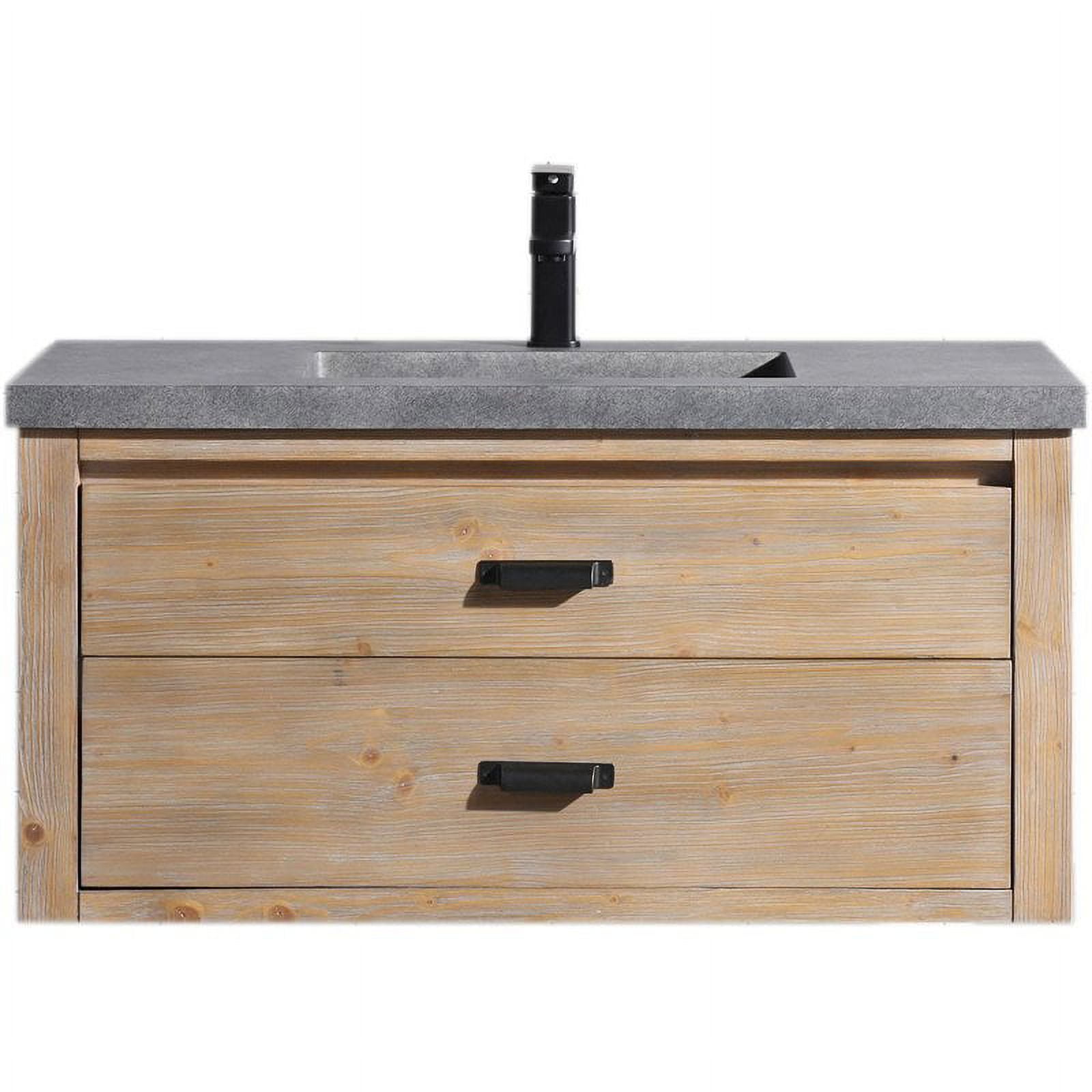 Kane 36" Weathered Fir Floating Bathroom Vanity with Cement Countertop