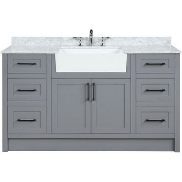 Ari Kitchen & Bath Laguna Farmhouse 60" Solid Wood Bathroom Vanity in Gray