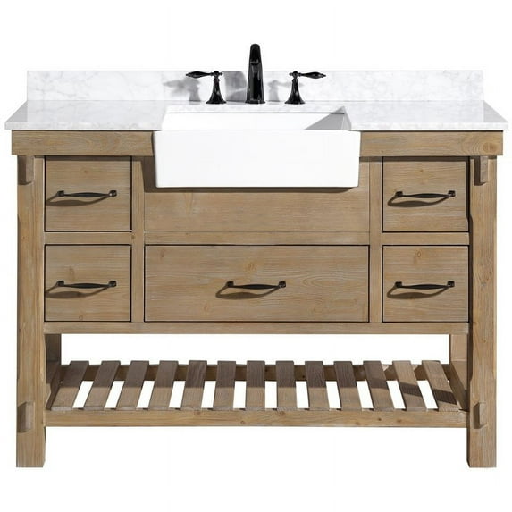 Ari Kitchen & Bath Marina 48" Wooden Farmhouse Bathroom Vanity in Weathered Fir