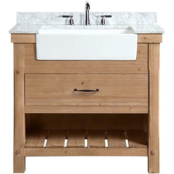 Ari Kitchen & Bath Marina Farmhouse 36" Solid Wood Bathroom Vanity in Driftwood