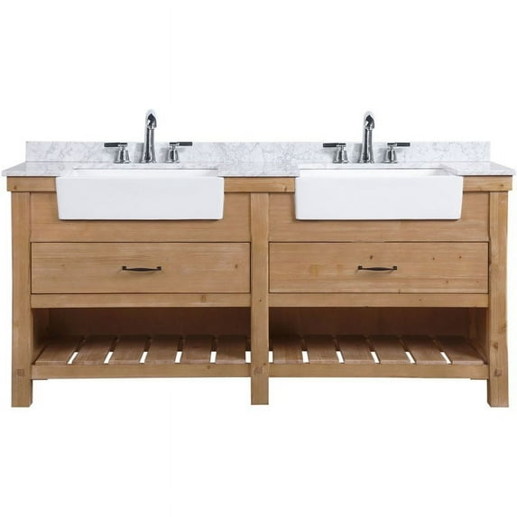 Ari Kitchen & Bath Marina Farmhouse 72" Solid Wood Bathroom Vanity in Driftwood