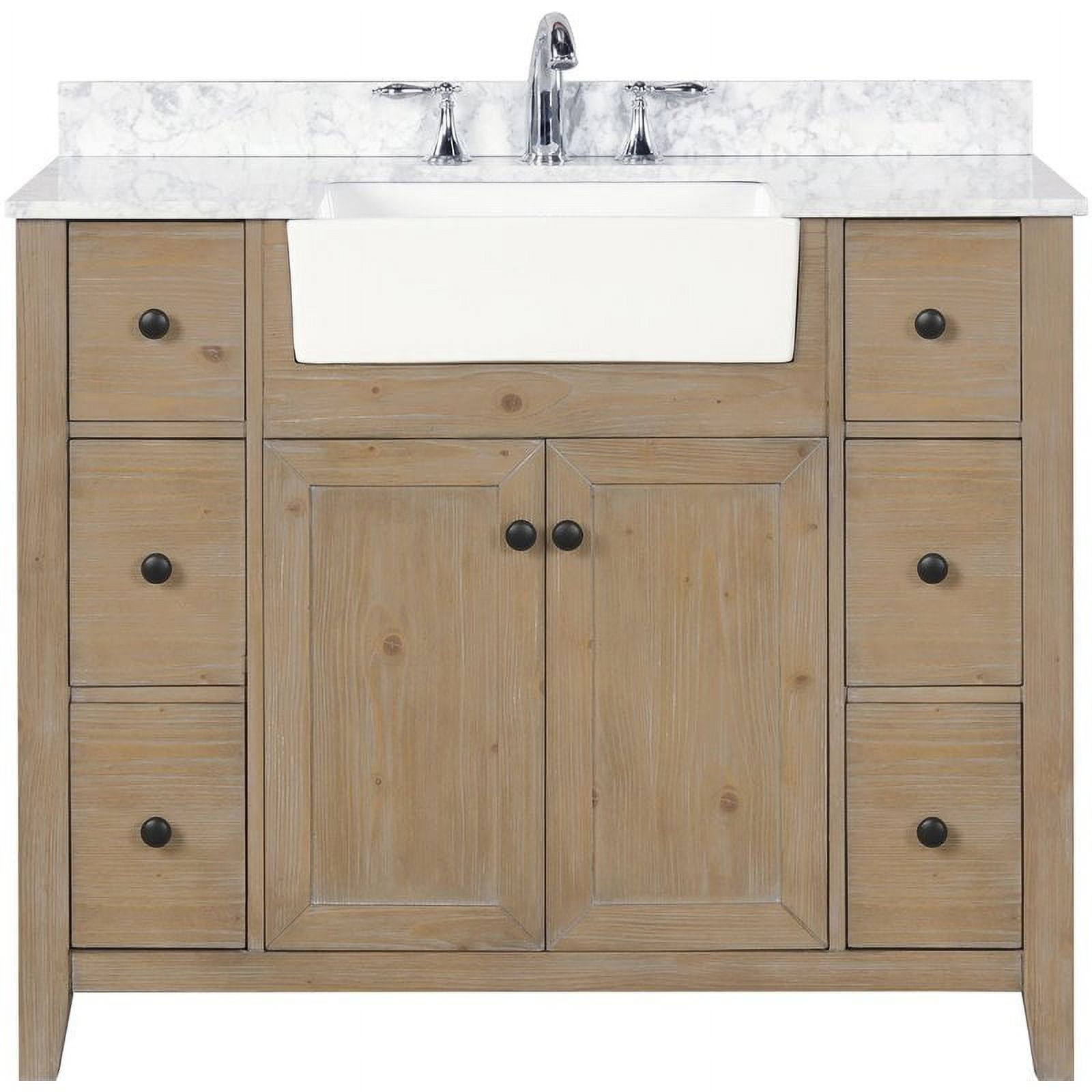 Sally 42'' Weathered Fir Bathroom Vanity with Marble Top