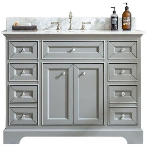 Ari Kitchen & Bath South Bay 43" Solid Wood Bathroom Vanity in Gray