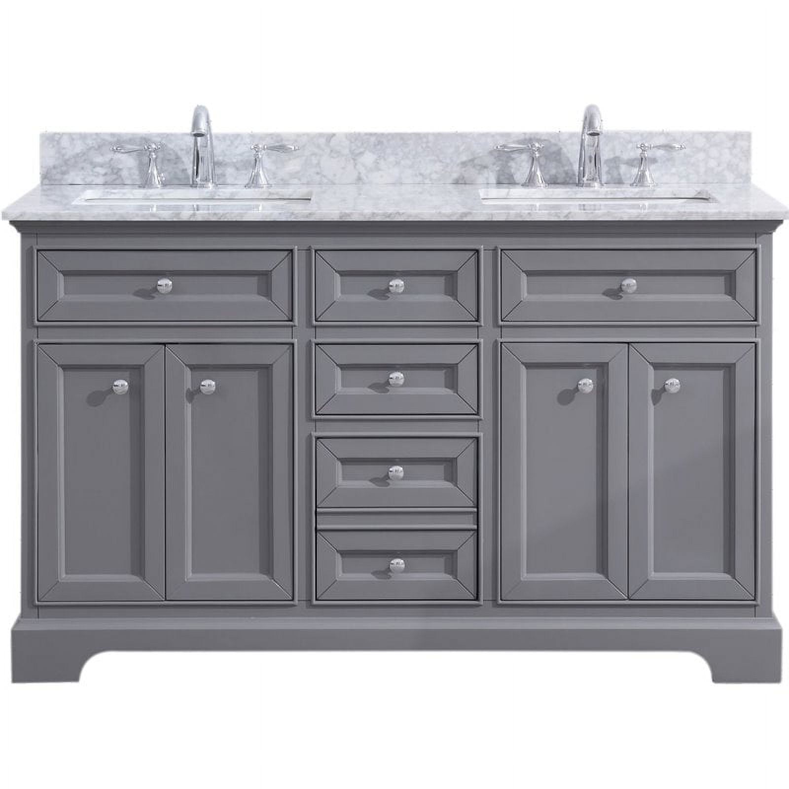 South Bay 55" Gray Solid Wood Bathroom Vanity with Marble Top