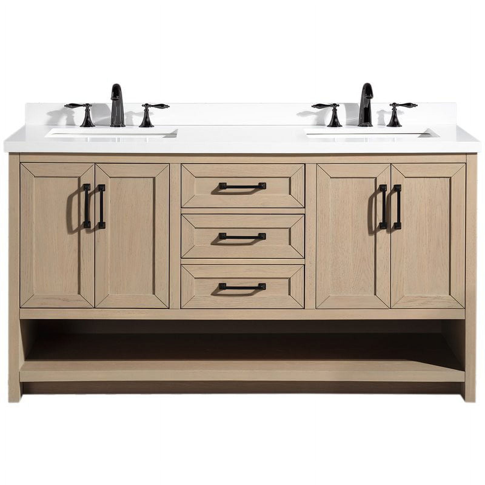 Venice 60" Oak Gray Solid Wood Double Bathroom Vanity