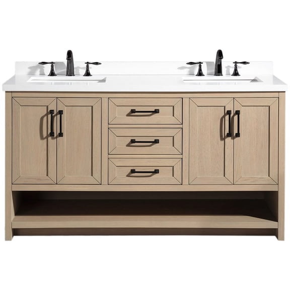 Ari Kitchen & Bath Venice 60" Solid Wood Bathroom Vanity in Oak Gray