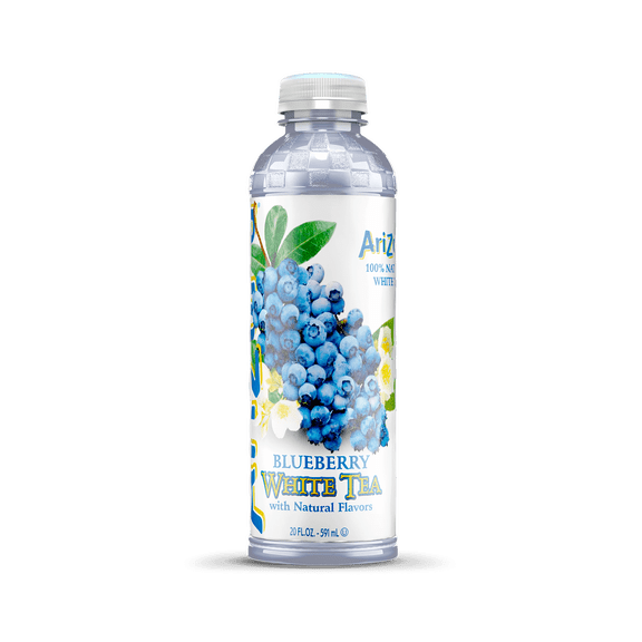 AriZona Blueberry White Tea - Premium Brewed Iced Tea, 20 fl oz (Pack of 12)
