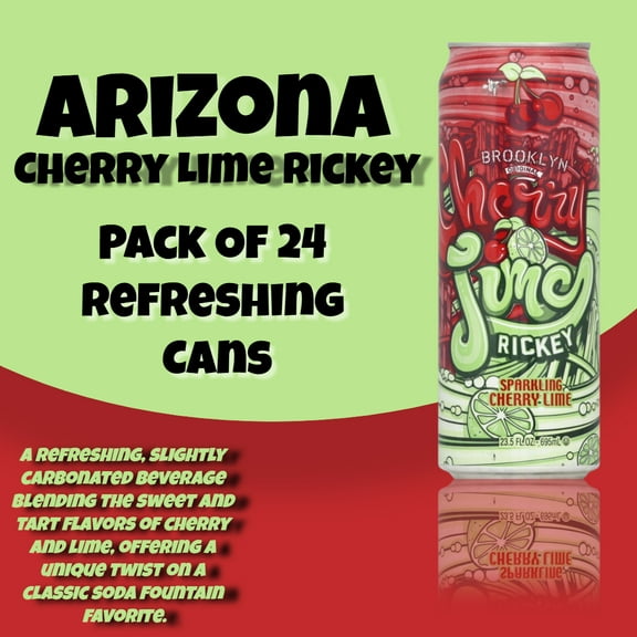 AriZona Cherry Lime Rickey Sparkling Beverage - 24-Count (23 fl oz Cans)