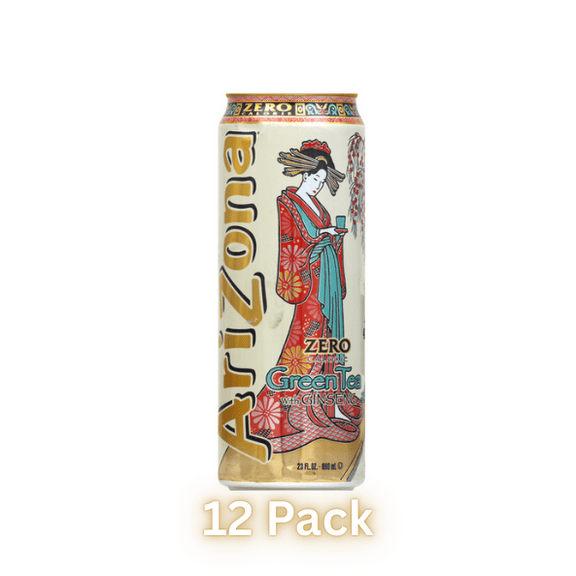 AriZona Diet Green Tea with Ginseng, 23 fl oz Cans, Pack of 12