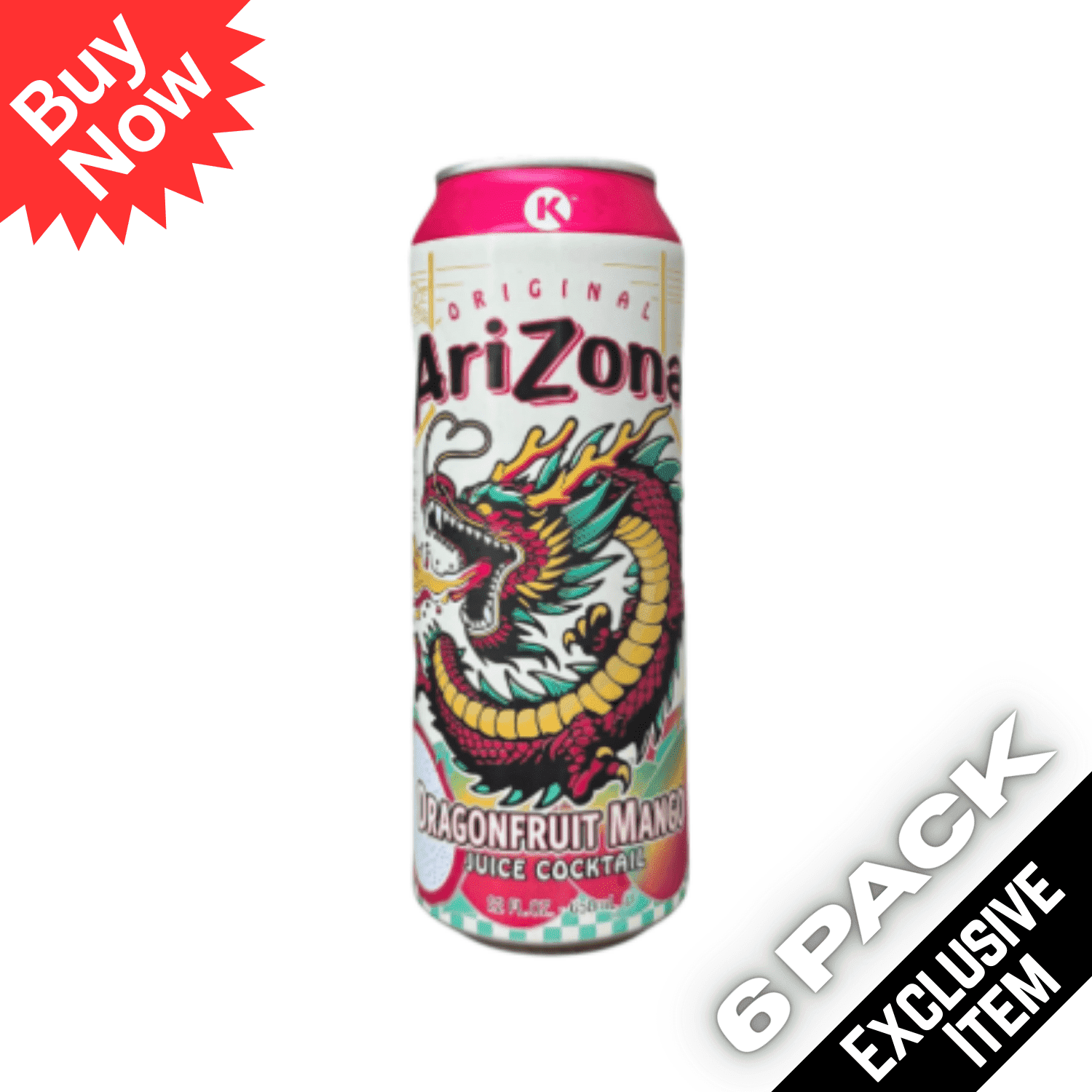 AriZona Dragonfruit Mango Juice Drink, 23 fl oz Cans, 6 Pack – Refreshing Tropical Fruit Beverage