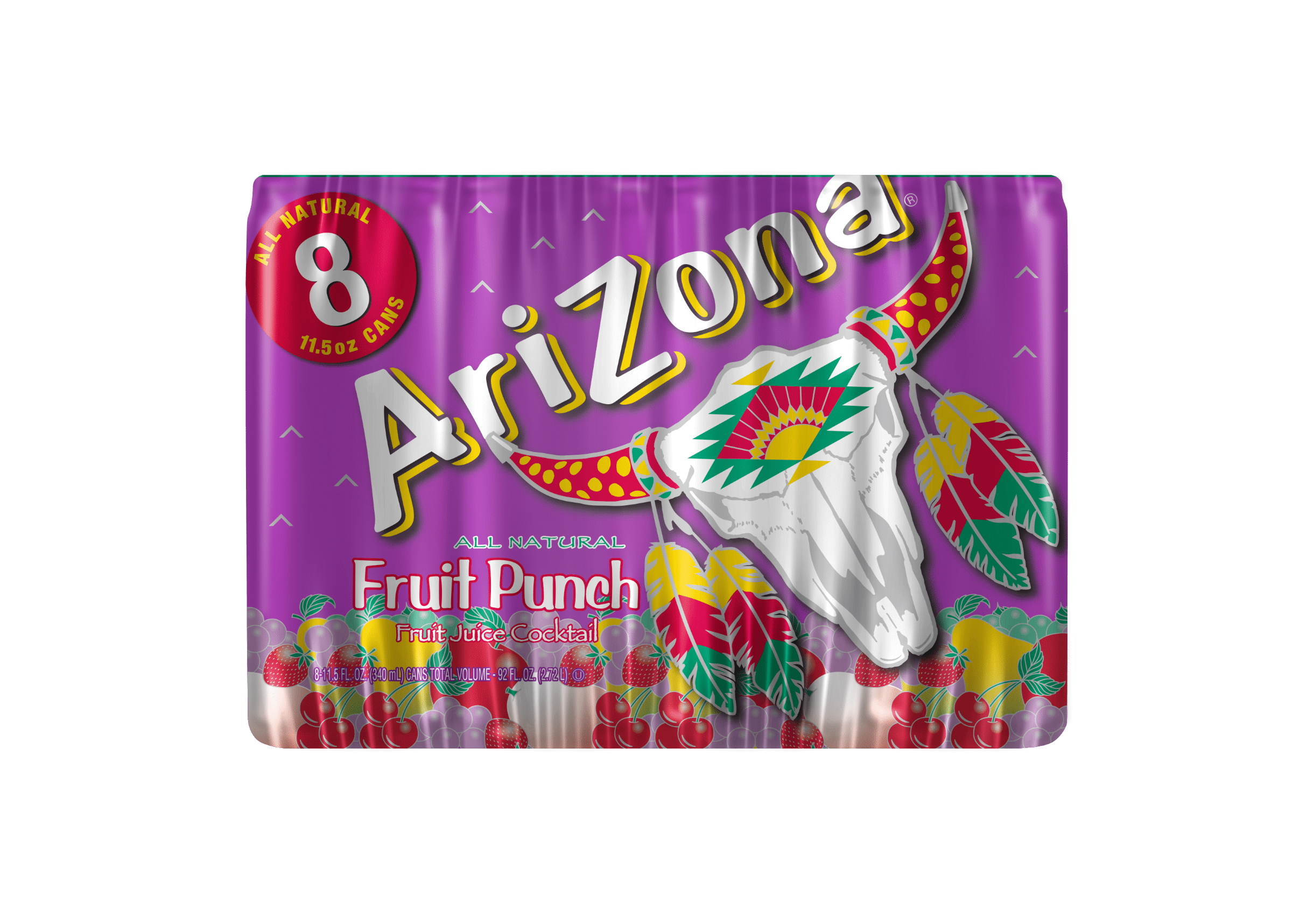 AriZona Fruit Punch Juice Cocktail, 8 Pack 11.5 fl oz Aluminum Can