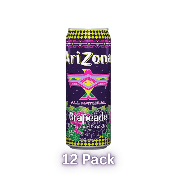 AriZona Grapeade Fruit Juice Cocktail, 23 fl oz Cans, Pack of 12