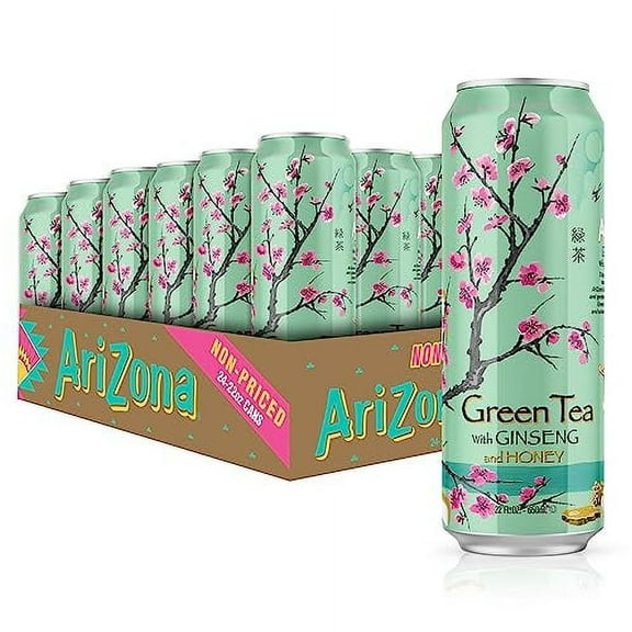 AriZona Green Tea with Ginseng and Honey - Big Can, 22 Fl Oz (Pack of 24)