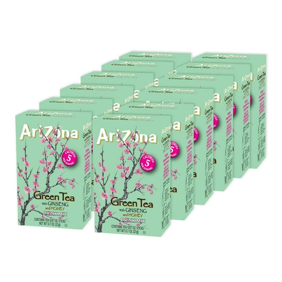 AriZona Green Tea with Ginseng and Honey - On-the-Go Powdered Drink Mix, 0.07oz 120 Count - 10ct Boxes (Pack of 12)
