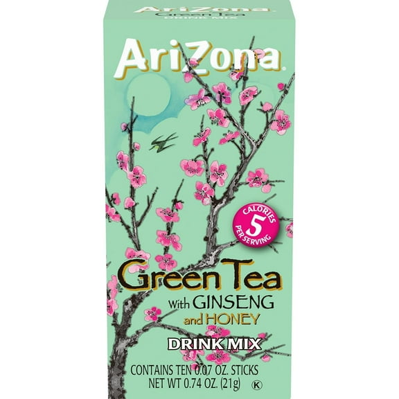 AriZona Green Tea with Ginseng and Honey Powdered Drink Mix, 10 ct On-the-Go Packets
