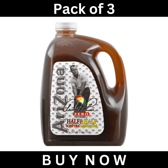 AriZona Half & Half Iced Tea Lemonade Zero Calorie, 128 fl oz Bottles, Pack of 3