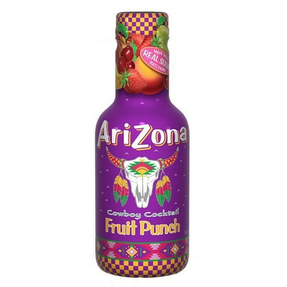 AriZona Iced Tea Fruit Punch - Made with Real Sugar 16.9 oz Plastic Bottles - Pack of 20