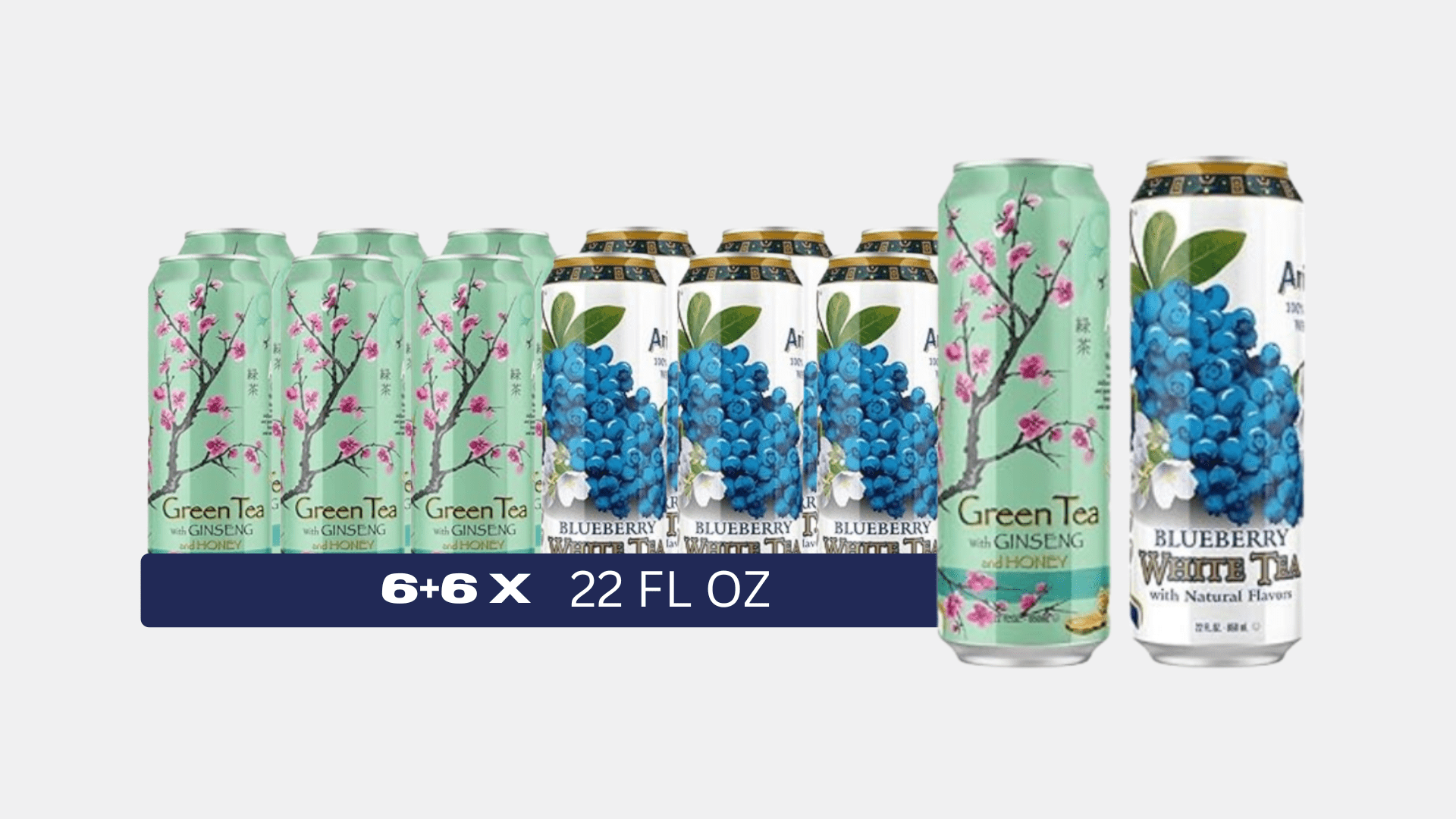 AriZona Iced Tea Variety Bundle 22oz Big Cans, 6 Cans per Flavor