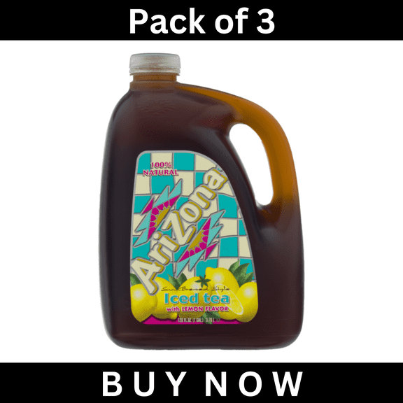 AriZona Iced Tea with Lemon Flavor Sun Brewed Style, 128 fl oz Bottles, Pack of 3