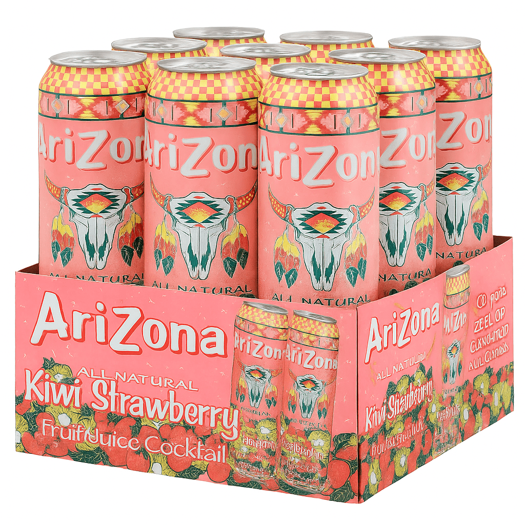 AriZona Kiwi Strawberry Fruit Juice Cocktail, 23 fl oz Cans (12 Pack) – All Natural, Real Fruit Juice, Vitamin C Enriched