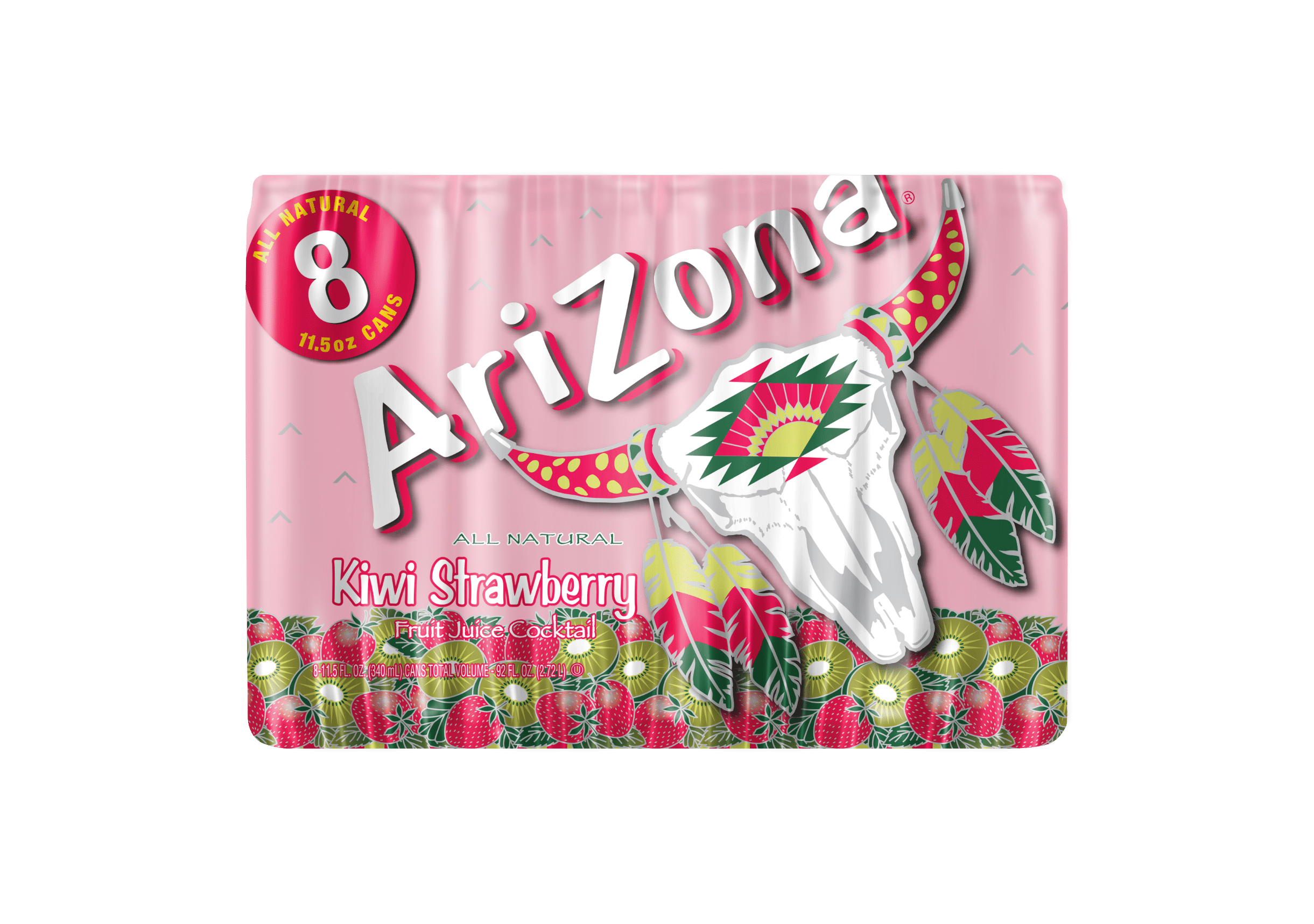 AriZona Kiwi Strawberry Fruit Juice Cocktail, 8 Pack 11.5 fl oz Aluminum Cans