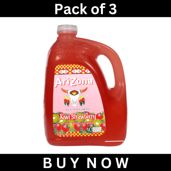 AriZona Kiwi Strawberry Juice Cocktail – All Natural, 128 fl oz Bottles, Pack of 3