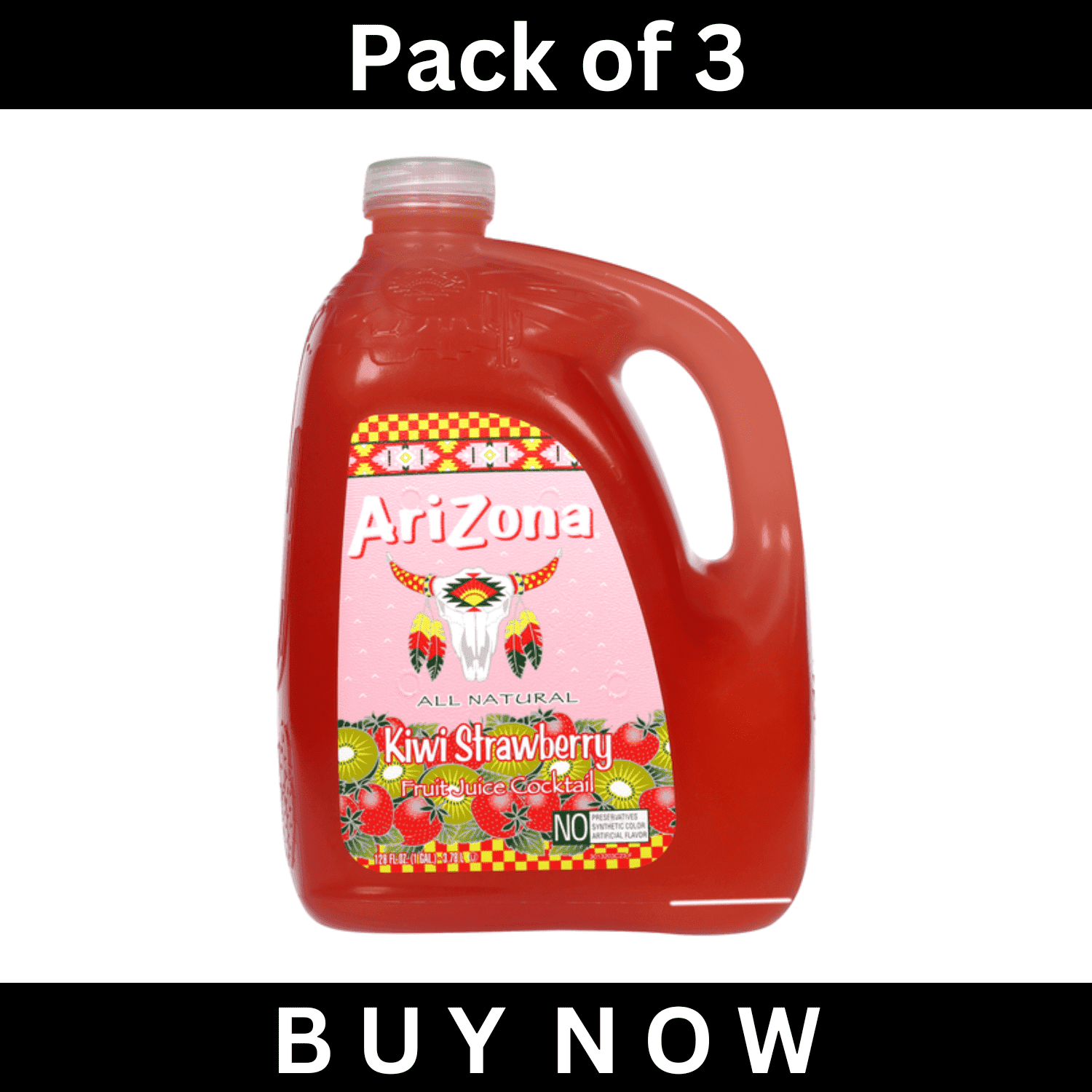 AriZona Kiwi Strawberry Juice Cocktail – All Natural, 128 fl oz